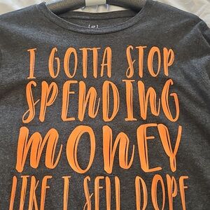 Unisex Long sleeved Top Novelty Funny Party Gray & Orange Medium EUC